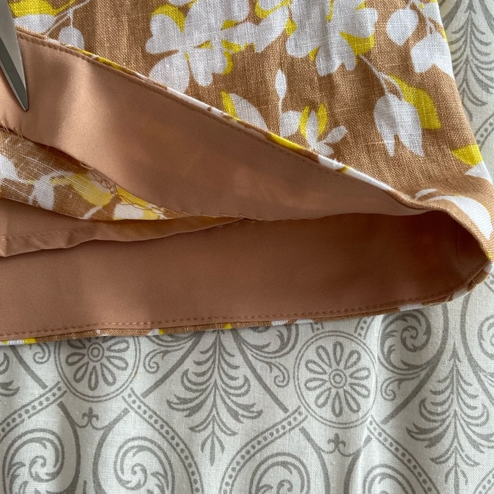 Draper James June Dress Shadow Floral Linen White Tan Yellow XS or 0 - Picture 11 of 17